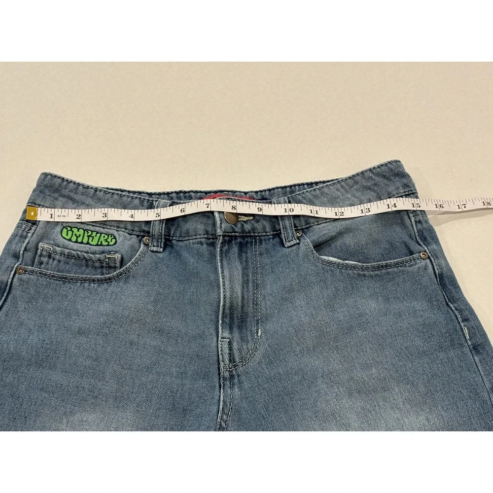 Gmpyre Womens Baggy Denim Shorts Blue Y2K Skater Streetwear Size 2 Medium